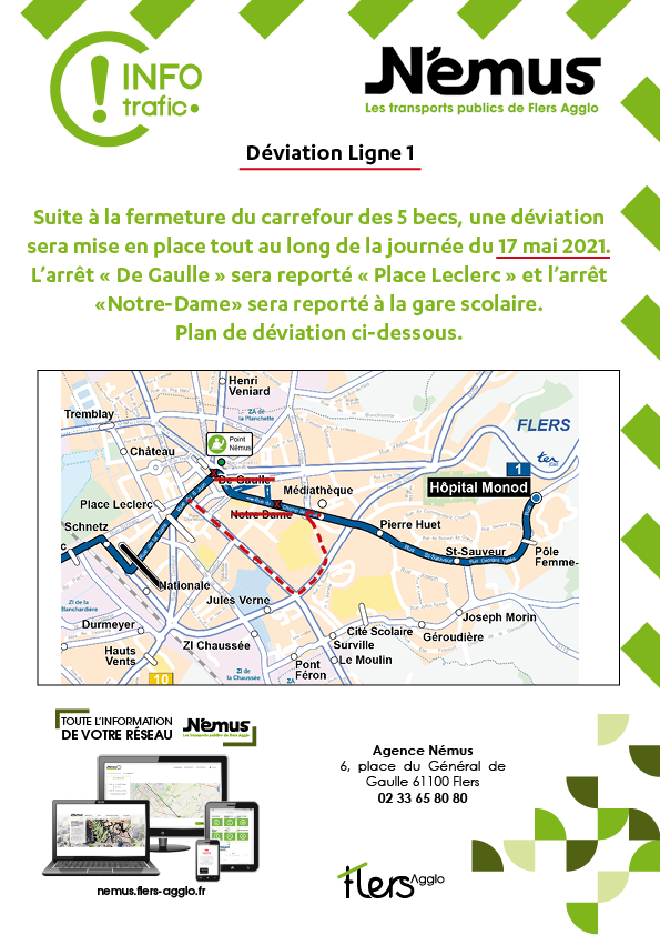 Déviation lignes 1&3 le 17 mai 2021
